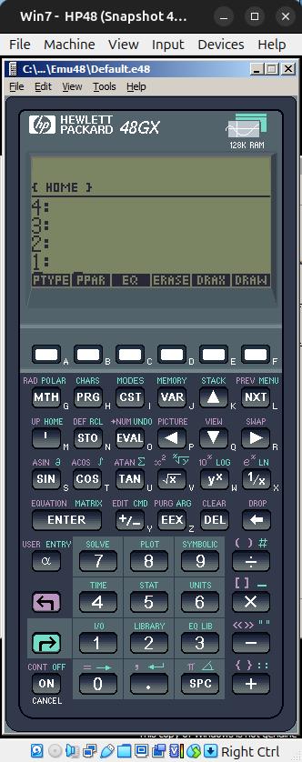 HP48 Calculator in a Virtual Machine